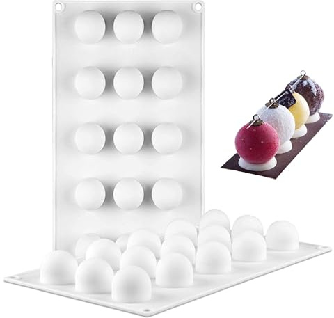 Schokoladenform Hochwertige Kuchenform Pralinenform runde Kugel Silikon Backform Silikonform Eiswürfelform mit 15 Löcher für Mousse Muffins Kuchen Pudding Eiswürfel Schokolade handgefertigte Seife