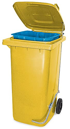 BRB Müllbehälter mit Fußpedal u. Klemmring, 120 Liter, BxTxH 480x550x930 mm (gelb)