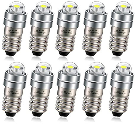 Ruiandsion Lampadina LED E5 bianca 3V E5 E5 E5.5 con base a vite LED aggiornamento per modellismo ferroviario luci (confezione da 10)