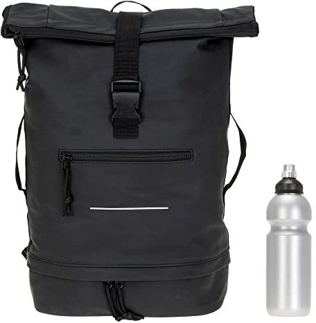 Elephant Kurier Rucksack Plane Time Bag COMP 12823 Bi Color Schwarz Black+f | Fahrradrucksack Kurierrucksack Roll Top Bodenfach DIN A4 mit Laptopfach