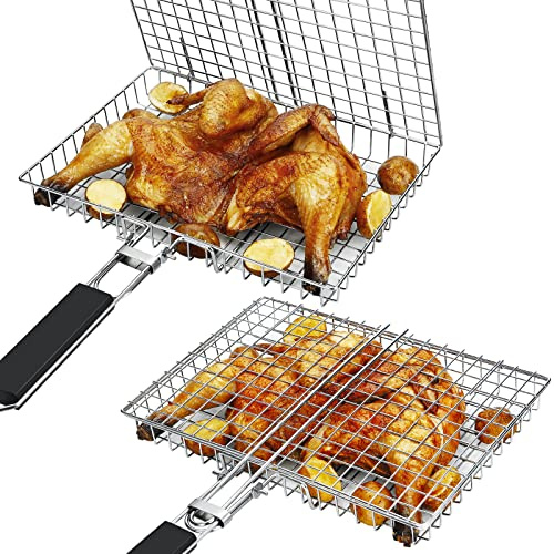 NABAOXUN BBQ Grilling Basket - Fish Grill Basket & Rack - Outdoor Accessories