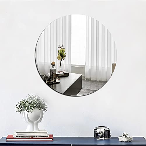 Miroir mural rond en plexiglas acrylique de 40 cm pour salle de bain - Grand miroir mural pour maquillage - Pour salon, entrée, chambre à coucher