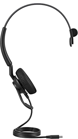 Jabra Engage 40 Auriculares Monoaurales, 2 micrófonos con cancelación de ruido, cable USB-C, ultraligero, apto para las principales plataformas de comunicaciones unificadas como Zoom, Unify, Negro