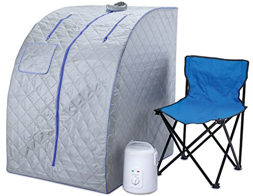 Durasage Sauna de vapor personal ligera y portátil para uso doméstico, tienda de campaña plegable de cuerpo completo con temporizador de 60 minutos, generador de vapor de 800 W, silla incluida para