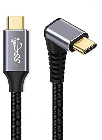 Cablecc Câble Type-C USB-C 90 Degrés Vers USB 3.1 Mâle 10 Gbit/s 100W Pour Ordinateur Portable et Téléphone - 200 cm