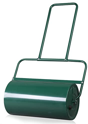 Vasitelan Lawn Roller, 13 Gallon Push Tow Behind Water/Sand Filled Steel Yard Sod Roller for Garden Backyard, Green