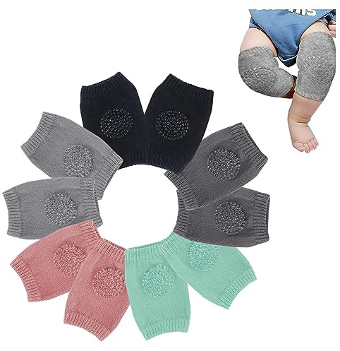 AYNKH Baby Krabbeln Anti-Rutsch-Knieschoner 5 Paar Säuglingsknieschoner Unisex Baby Knieschützer Einstellbare Elastische Beinlinge Multicolor
