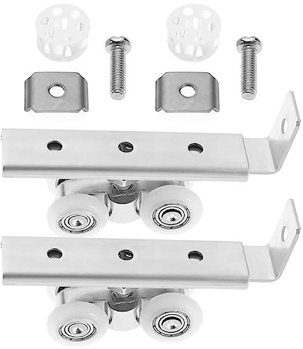 SG Store 1 Set Sliding Door Wheels Rollers Stainless Steel 4-Wheel Sliding Track Wheel Hanger Ball Bearing Pulley for Wardrobes Cabinets Furniture Hardware