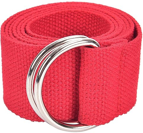 RUNMIND Unisex-Gürtel aus Segeltuch, D-Ring-Schnalle, Taillenband, lässig, verstellbarer Leinengürtel, rot, 130 cm