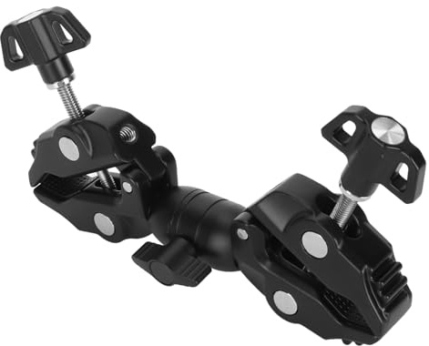 Abrazadera de Cámara Doble, Adaptador de Cabeza de Bola Doble de Rotación de 360° para Soporte de Luz de Estudio Fotográfico, Soporte de Pluma Fotográfica, Abrazadera de Montaje