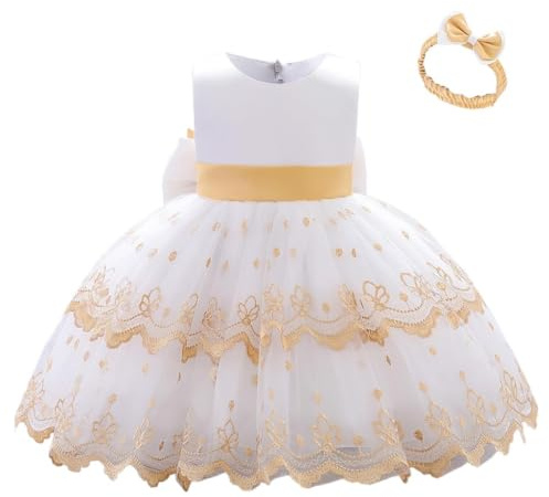 Lito Angels Brudtärna klänning för brudtärna julfestkläder elegant med pannband för baby och småflickor, röd vit grön