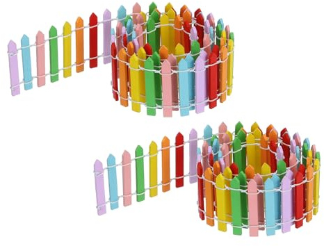 sourcing map 2pcs 35 Inch Miniature Garden Fence, Mini Ornament Wood Picket Fence Decorative for Dollhouse Home DIY Crafts, 0.1 Multicolored