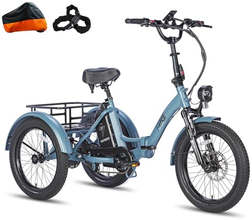 Fafrees F20 Mate Elektro Dreirad für Erwachsene, E Bike Klapprad 20 Zoll | E-Dreirad Für Senioren Hydraulische Bremsen, Lastenfahrrad 48V 65N.m Motor, Reichweite 110–150km, Traglast 180KG