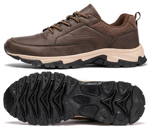 AZMAHT Scarpe Ortopediche Slip-on Chiusura Regolabile Scarpe da Passeggio con Sostegno dell'Arco Plantare Terapeutico per Piedi Gonfi Scarpe Diabetiche per Uomo,Marrone,41/255mm
