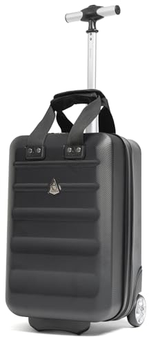 Aerolite 40x20x25cm Ryanair Untersitz Leichtes Hartschalen Handgepäckkoffer Reisekoffer Koffer Handgepäck 40x20x25 mit 2 Rädern und TSA-Zugelassenem Schloss, Schwarz
