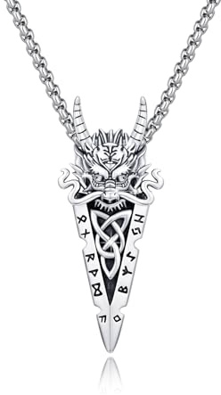 Drachenpfeil Halskette für Männer Sterling Silber Keltischer Pfeilspitzen Anhänger Wikinger Vintage Nordischer Speerspitzenpfeil Runenamulett Schmuck Geschenke für Jungen Frauen
