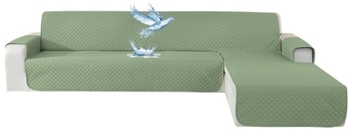 YSTELLAA Couchbezug L Form 3 Sitzer 100% Wasserdicht, Sofa Überzug Ecksofa rutschfest, Couch Bezug L-Form Universal, Reversibel Couch Überzug Ecksofa Waschbar, Mintgrün