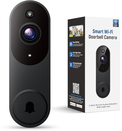 SUNNYJANE Smart Video Doorbell Camera Wireless, AI Human Detection and Instant Alerts, Night Vision, 2-Way Audio, Battery Powered, Cloud Storage, 2.4G WiFi, Live View, Indoor Outdoor Surveillance