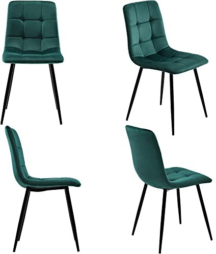 Merax Dunkelgrün Esszimmerstühle 4er- Set drehbar, Polsterstuhl Dining Chair Küchenstühle Esstisch Armlehnenstuhl modern Drehsessel Stuhl, Sitzfläche aus Samt, Gestell aus Metall