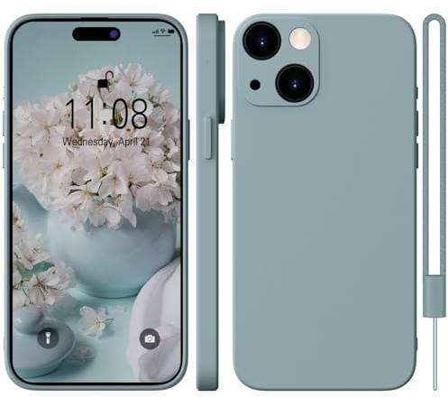 WXX für iPhone 15 Hülle Silikon Case, Handyhülle für iPhone 15 Dünn Slim mit Microfiber, Kratzfeste Rundumschutz Hülle für iPhone 15 6.1'' Grau Blau
