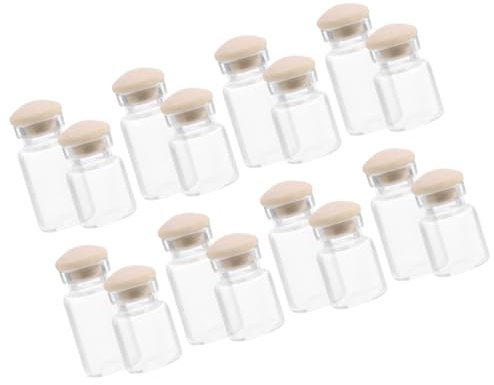 VICASKY 16st Puppenhaus Bonbonglas Puppenhauszubehör Mini-Flaschen- Kleines Hauszubehör Mini-Glas-bonbonflaschen Mini-glasflaschen Mit Deckel Puppenhaus-Layout Miniaturflaschen Holz