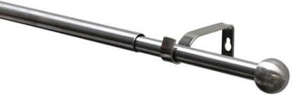 GARDINIA Juego de Barra de Cortina KOS Ball, Extensible, Completo con Soporte, Tapas Finales, Material de fijación, Longitud 120-210 cm, diámetro 19/16 mm, Metal, Aspecto Acero Inoxidable