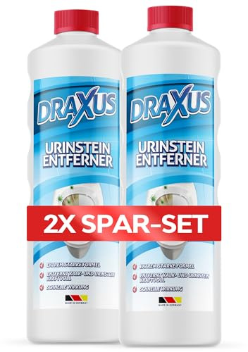 DRAXUS Profi Urinsteinentferner Extra Stark - 1,0L | Beseitigt hartnäckigsten Kalk- und Urinstein | WC Reiniger & Urinsteinlöser gegen schwerste Verkrustungen (2x Spar-Set)