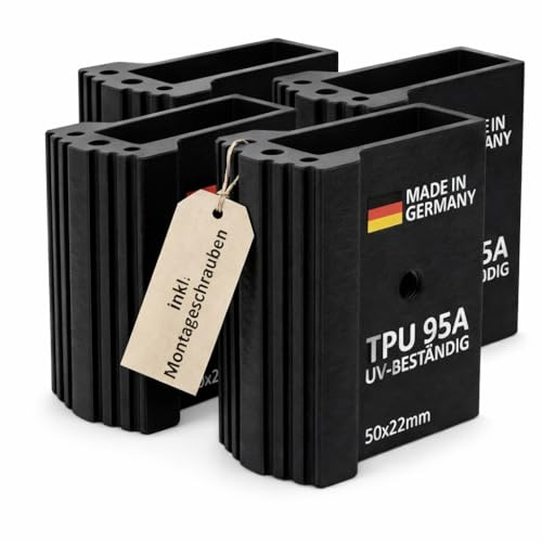 DRUCK SOLUTIONS Leiterfüße 4er Set | Ersatzfüße Aussenschuhe aus TPU für Traversen & Aluleitern — rutschfest, UV-Beständig, Hitzebeständig bis 90°C | Made in Germany | inkl. Befestigungsschrauben