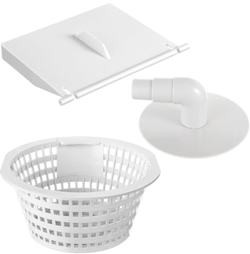 Knoruley 8928 Pool Skimmer Basket Pool Skimmer Skim Vacuum Plate with 90 Degree Elbow 8929