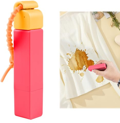 Fleckentferner Stift, 2 in 1 Aktiver Radiergummi und Bürste für Kleidung, Tragbarer Instant Fleckentferner Stift für Kleidung Bleichen, Reise Reinigungsmittel, Fleckentfernung Sofort (1, Rosa)
