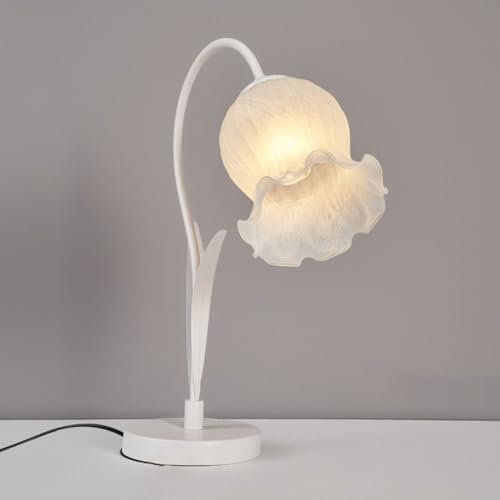 Lampada da Tavolo con soffione a Forma di Fiore, in Vetro, per Comodino, con luci da scrivania Floreali nordiche, con mughetto Come Elemento Decorativo, per Soggiorno, Camera da Letto, Ufficio, l