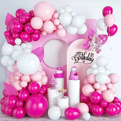 Fesnova Ballongirlande Rosa, 93 Stück Luftballons Rosa, Girlande Geburtstag Mädchen für Hochzeits, Geburtstags, Party und Prinzessinnen Themenparty Dekorationen