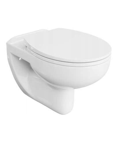 VBChome WC suspendu sans bord en céramique avec couvercle de toilette, abattant de WC, abattant de WC, fonction SoftClose Rimless SoftClose, cuvette de forme ovale, WC mural