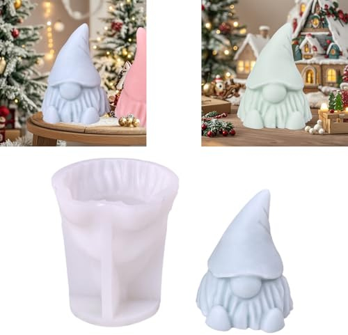 SIGANDG Stampo per Candele Gnomo, Stampi in Silicone a Forma di Gnomo | Stampi in Silicone per Natale, 3D Stampi per Candele Natalizie, per Natale, Halloween