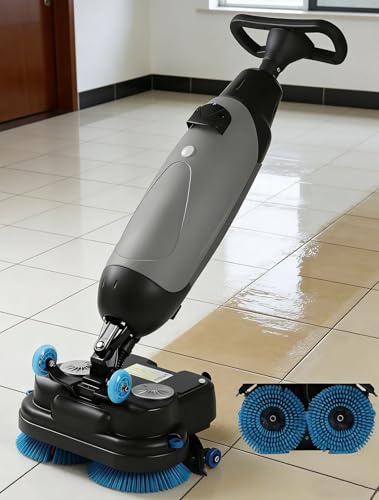 ZXSYYDS Fregadora-Secadora compacta, fregadora de Pisos Comercial portátil con Tanques Separados de 4 y 6 litros, cepillos Dobles y Cabezal Giratorio de 360°, para hogar, Oficina y Hotel Grey
