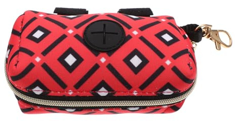 KHBUAB Borsa Porta Sacchetti per Cani Rossa in Poliestere Design a Fibbia Facile da Agganciare per Uso Esterno e Collegabile al Guinzaglio