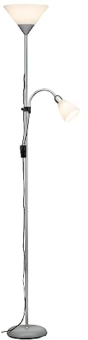 BRILLIANT lampada Spari LED braccio illuminante lettura argento/bianco | 1x LED-A60, E27, illuminante a LED da 9,5 W incluso, (806lm, 2700K) | Scala da A ++ a E | Con interruttore a cavo