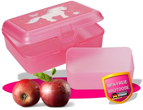 Butterbrotdose Einhorn Pony in Pink - Glitzer Brotzeitbox 19 x 14 x 7 cm
