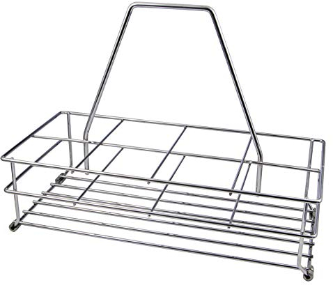 Gedotec Flaschenträger 1 Stück - Flaschen-Tragekorb Metall für 8 Flaschen | Made IN Germany | Flaschenkorb Chrom mit Anti-Rutsch Bodengleitern | Länge B: 410 mm | Korb verchromt - Flaschenkorb Draht