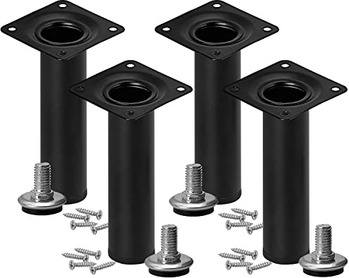 Stahlia Möbelfüße verstellbar (4er Set) Schwarz 20cm Höhe belastbar bis 50kg Sofafüße Schrankfüße Möbelbeine höhenverstellbare Füße Metallbeine