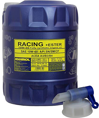 20 Liter MANNOL Racing+Ester 10W-60 API SN/SM/CF Öl Motoröl inkl. Auslaufhahn