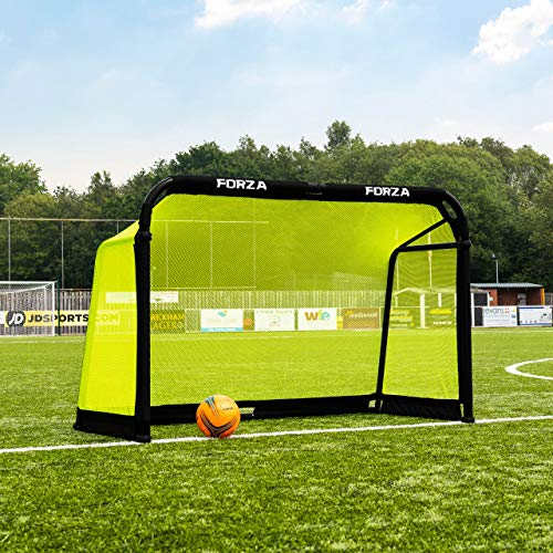 FORZA Aluminium-POD-Fußballtore 1,8m x 1,2m – Zusammenklappbares Fußballtor mit optionaler Tragetasche – 9 leuchtende Farben (Gelb, Ohne Tragetasche)