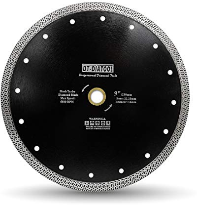 DT-DIATOOL Diamant Trennscheibe 230 mm x 22,23 mm/16 mm Sägeblatt mit Mesh Turbo für Porzellan Fliesen Marmor Keramik Granit