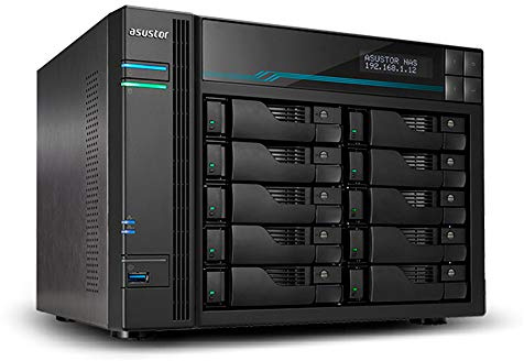 Asustor Lockerstor 10 Pro AS7110T 10 Bay NAS Enclosure - Network Attached Storage, Quad Core 3.4GHz CPU, 8GB RAM DDR4, M.2 NVMe SSD Caching (Diskless)