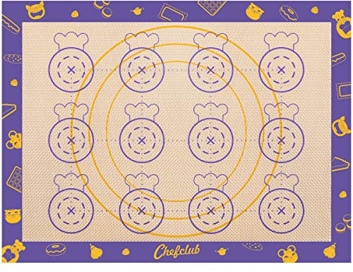 Chefclub Kids - Tappetino da forno antiaderente in silicone 30x40 cm - Grafica per macarons, biscotti, pizze - Riutilizzabile, senza BPA - Lavabile in lavastoviglie - Adatto dai 4 anni in su