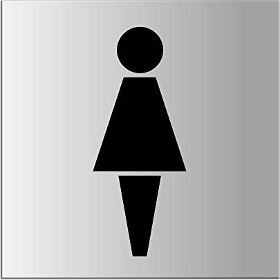 Schild WC Damen XL Toilettenschild aus Aluminium silber-matt eloxiert 200x200 mm selbstklebend Nr.44026-E
