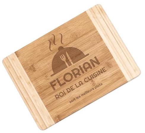 Maverton Planche à découper personnalisée, 35 x 25 Planche bois bambou | Pour homme amateur de cuisine, Cadeau Homme, Cadeau Personnalisé, Accessoire pour lui, pour anniversaire, ROI