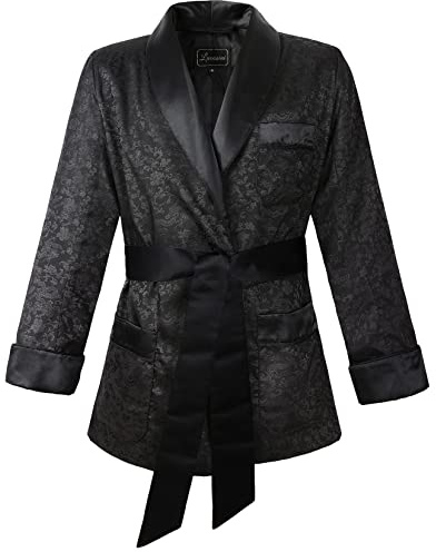 Lucasini Mens Satin Smoking Jacket Fully Lined