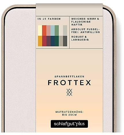 schlafgut Frottex Spannbettlaken 180x200cm bis 200x200cm - Sand Light - 75% Baumwolle, 25% Polyester, Oeko-TEX Zertifiziert - Matratzenhöhe bis 25 cm, Frottee Bettlaken