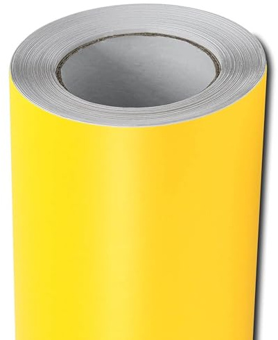 Folindo Autofolie Gelb Matt (15€/m²) - 100 x 152 cm – Selbstklebende Auto Lackschutzfolie mit Luftkanal Technik – Blasenfreie Auto Folierung inkl. Rakel & Cutter – Car Wrapping Folie